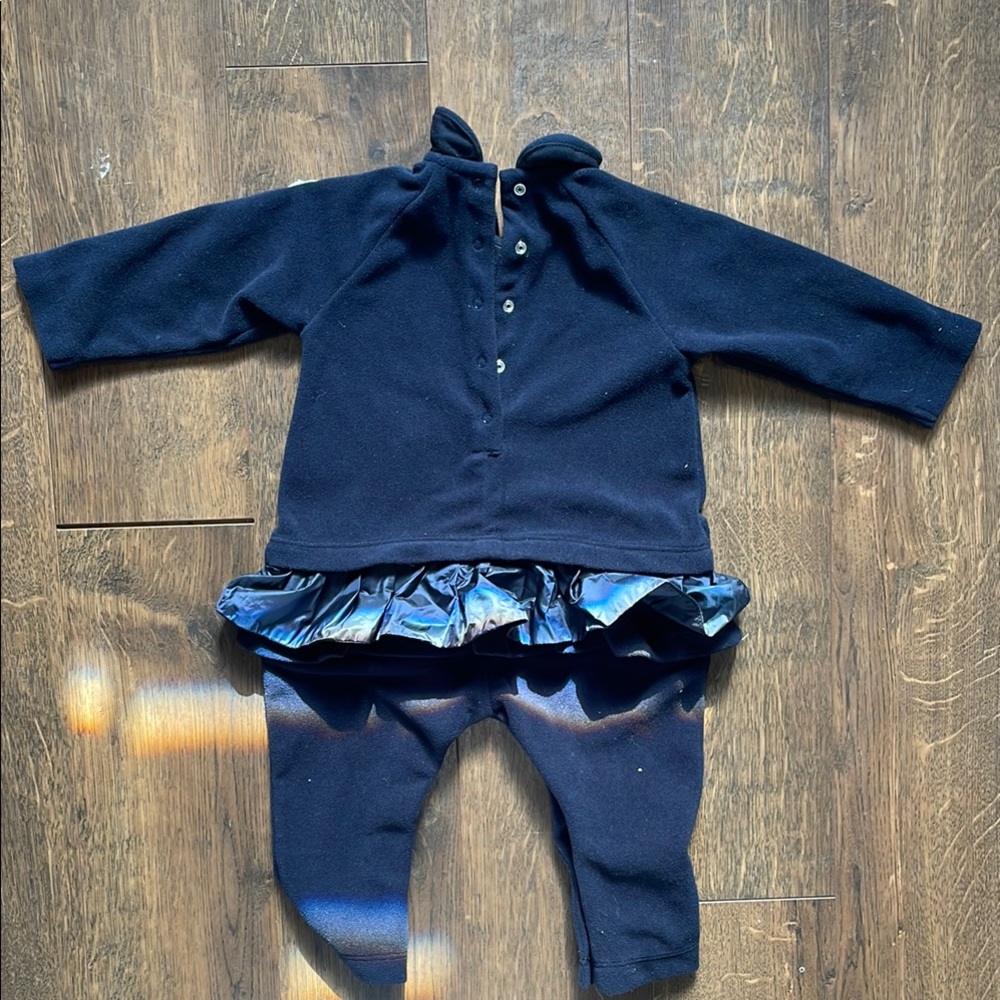 Navy Blue One Piece Outfit with Ruffle Detail - Picture 5 of 6